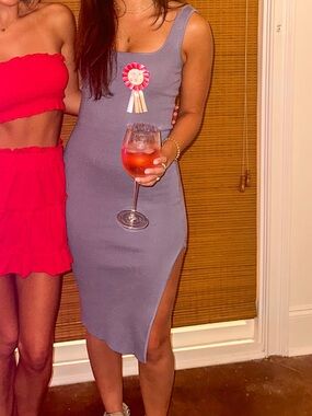 Hausen Navy Scoop Neck Midi Dress